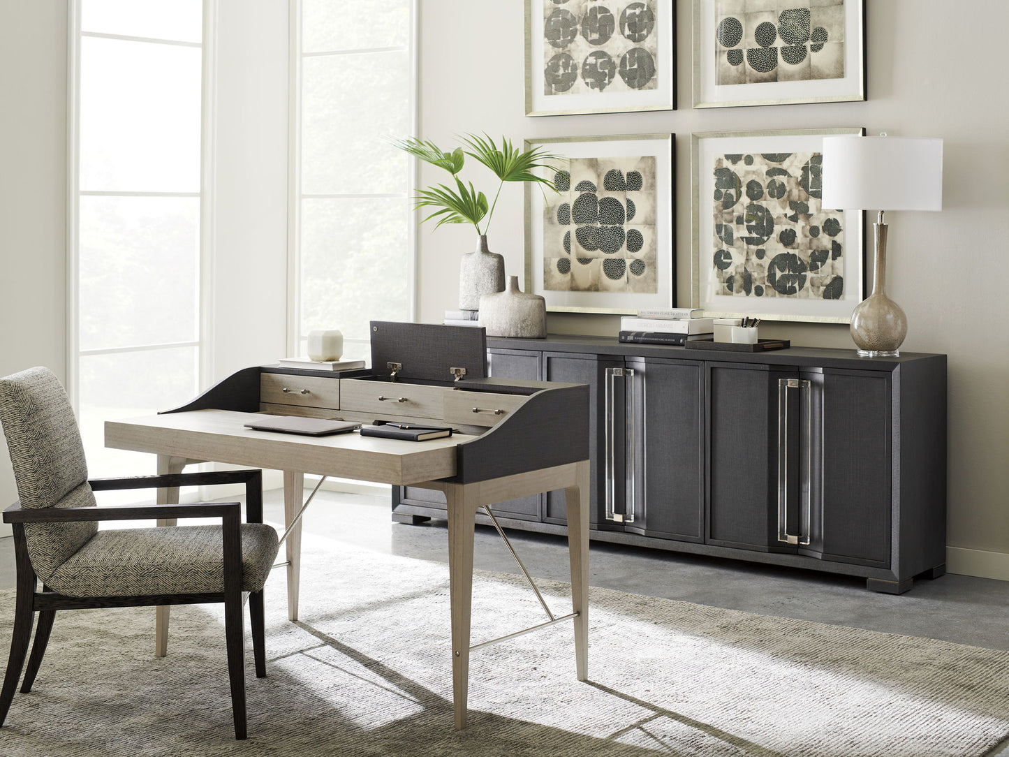 Studio Designs - Anthology Linen Writing Desk - Dark Gray / White