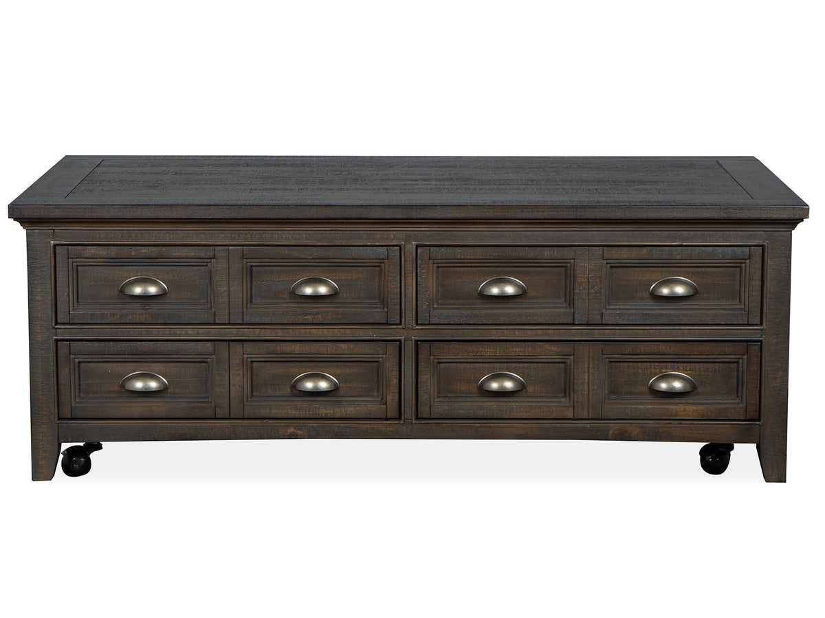 Westley Falls - Lift Top Storage Cocktail Table With Casters - Graphite
