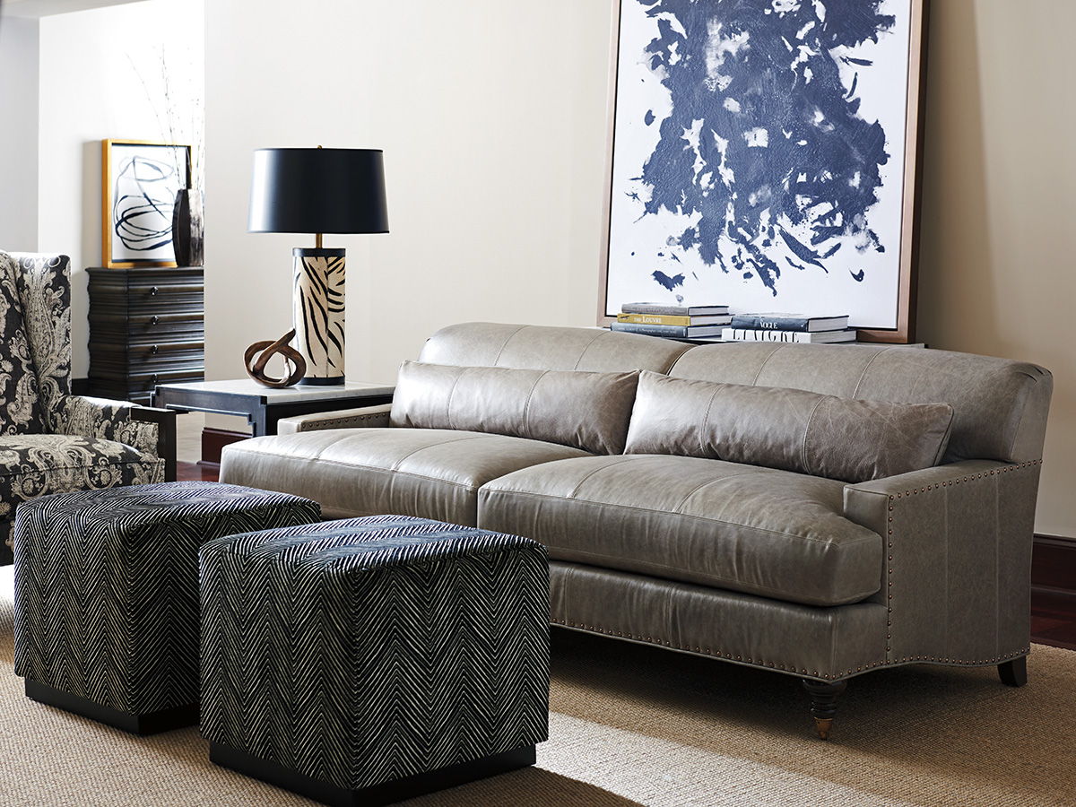 Barclay Butera Upholstery - Oxford Leather Sofa - Dark Brown