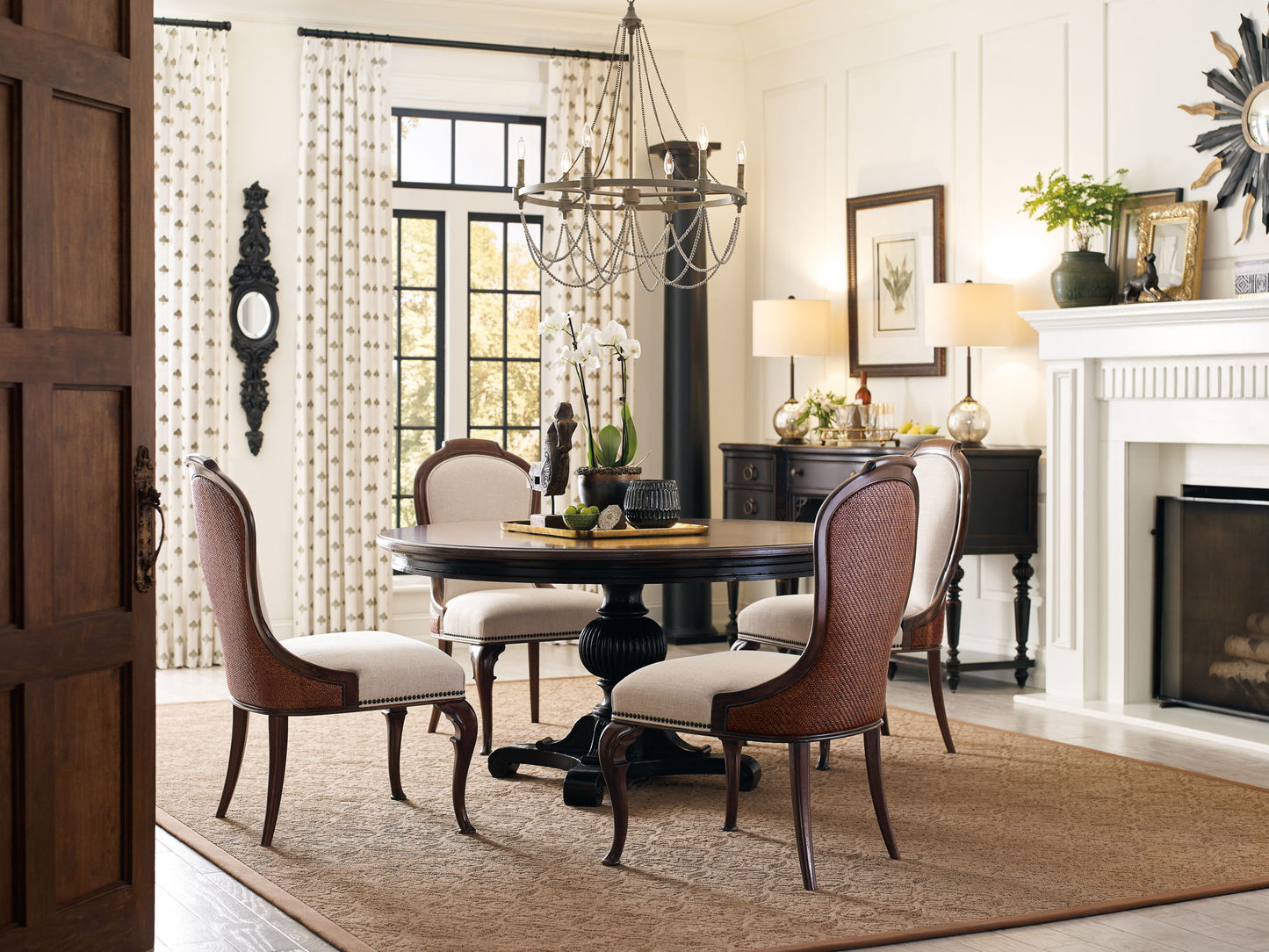 Charleston - Round Pedestal Dining Table With 1-20" leaf - Dark Brown
