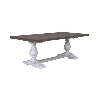 River Place - Trestle Table - Riverstone White & Tobacco