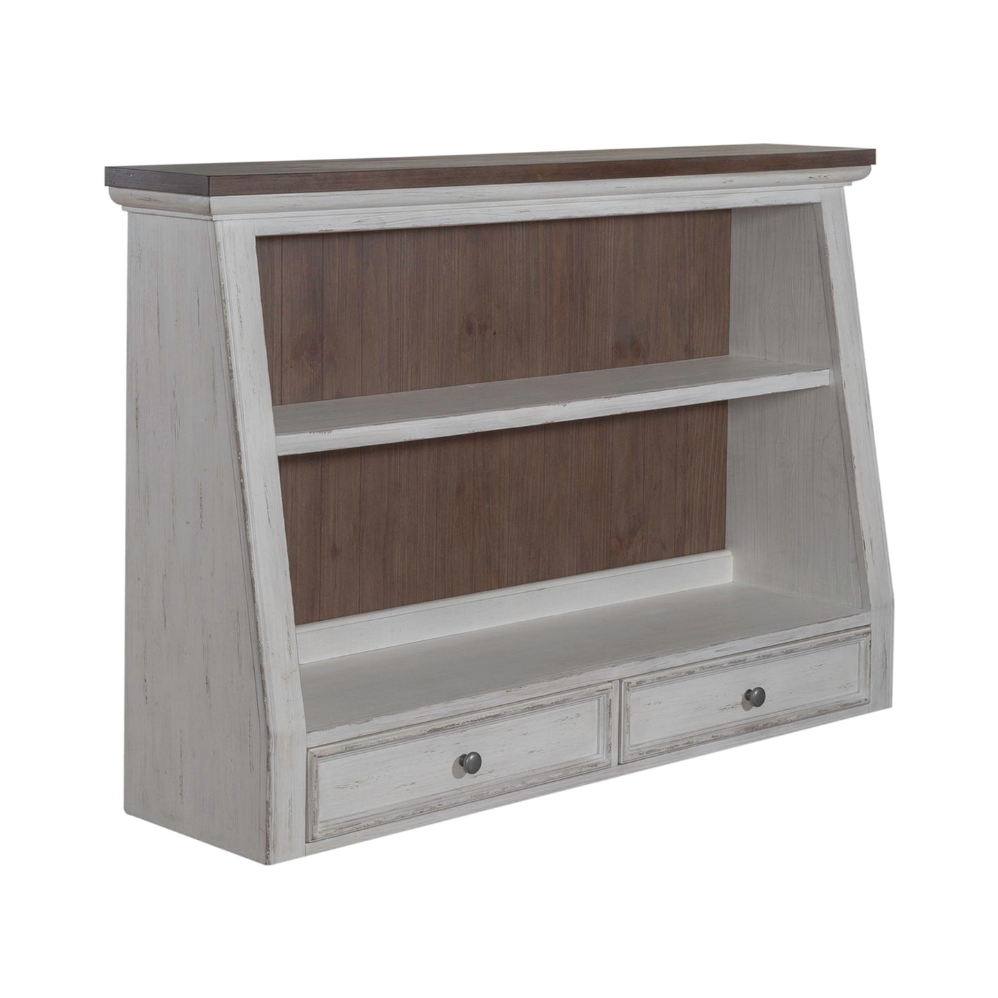 River Place - Angled Server Hutch - Riverstone White & Tobacco