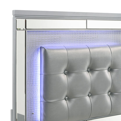 Valentino - 3/3 Twin Headboard - Silver