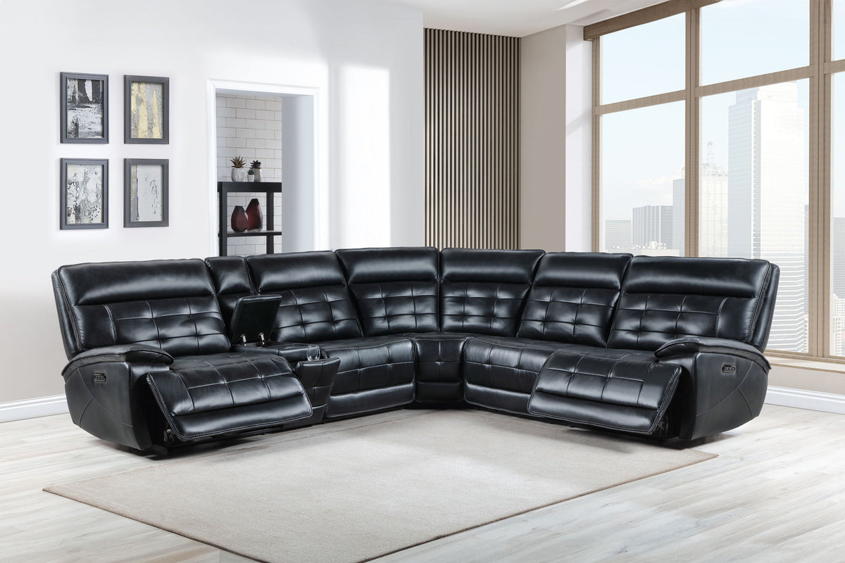 Warner - LAF Console Loveseat With 2 Recliners - Black