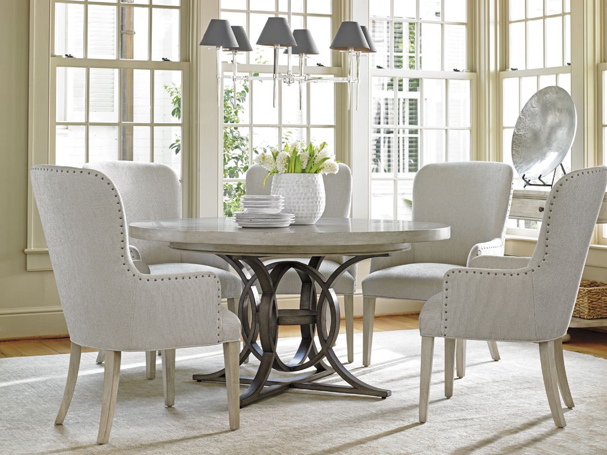 Oyster Bay - Wood Baxter Upholstered Arm Chair - Pearl Silver