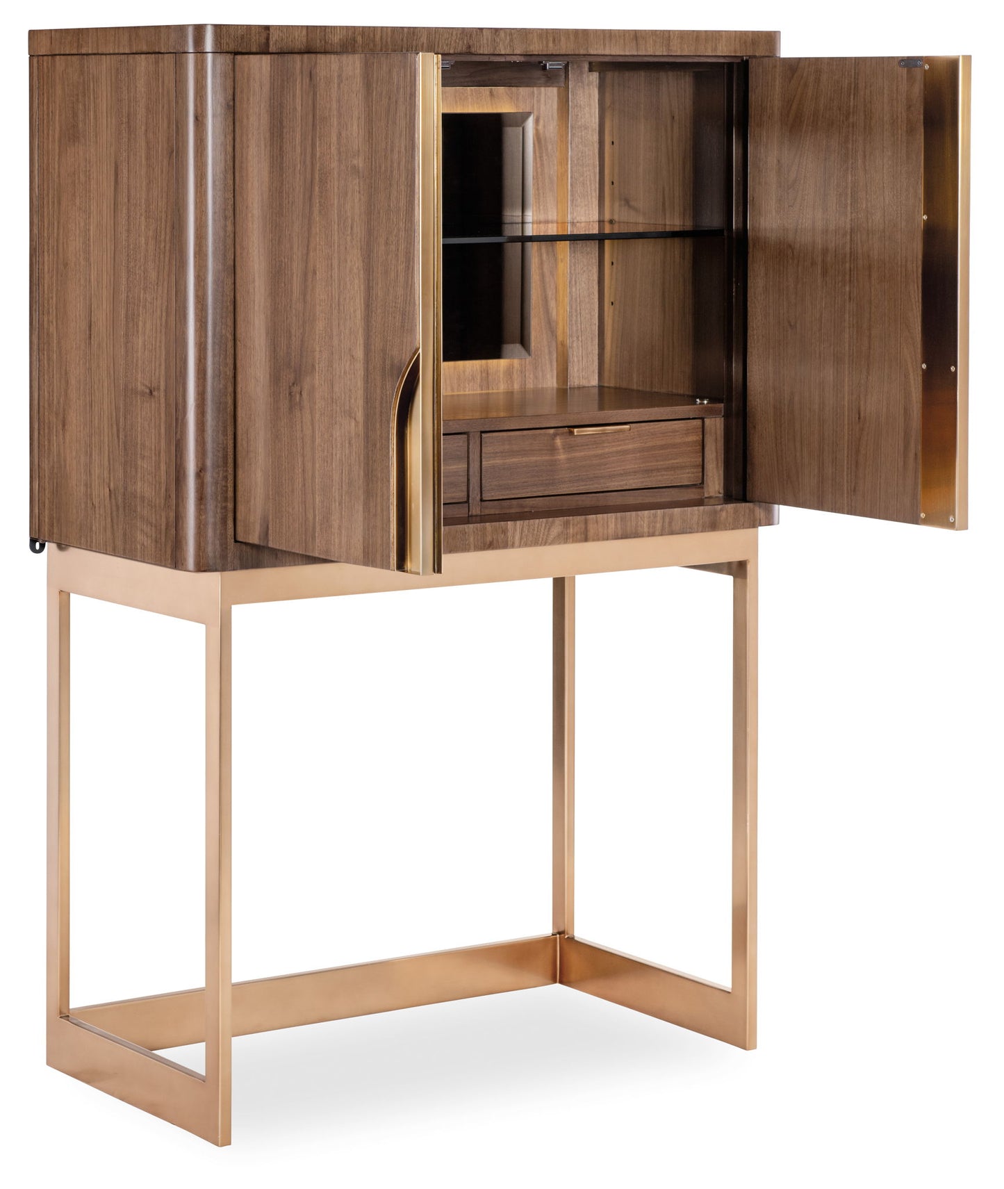 Eleana - Bar On Stand - Medium Wood / Gold