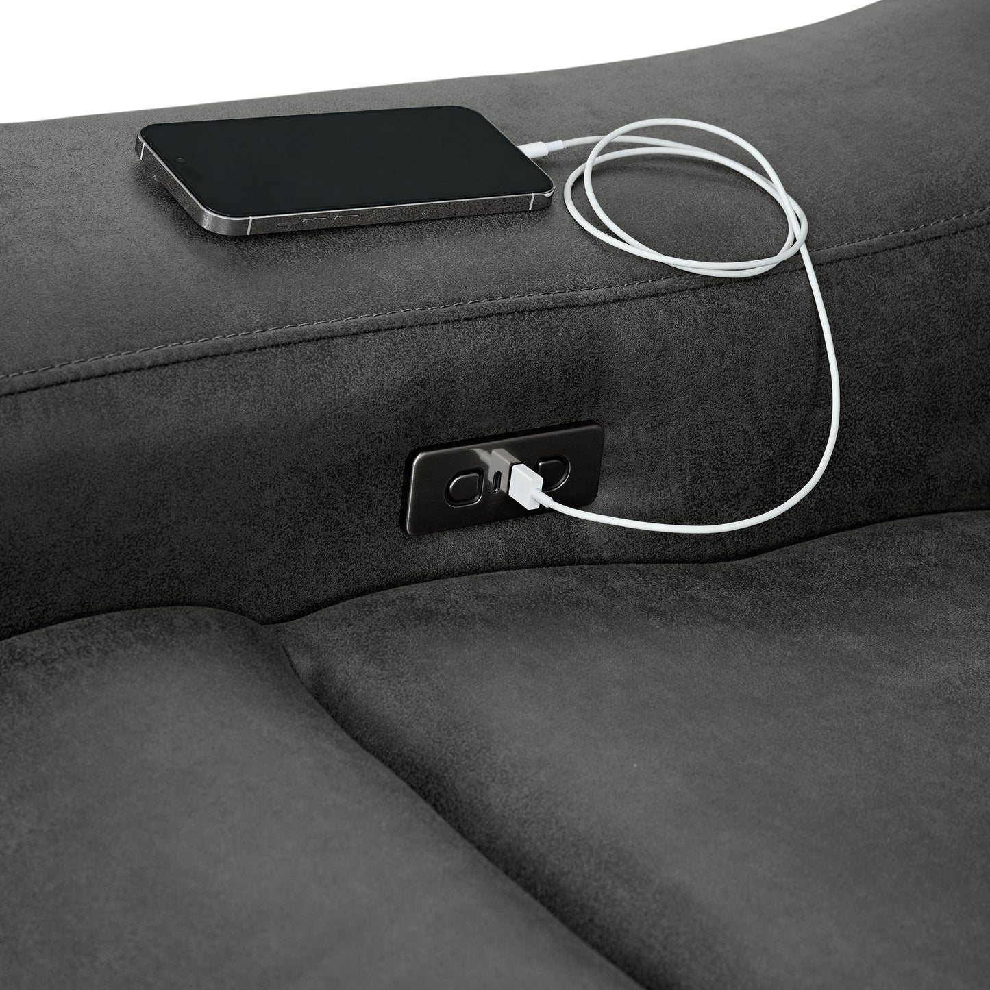 Saber - Modular RHF Power Motion Recliner - Texas Granite
