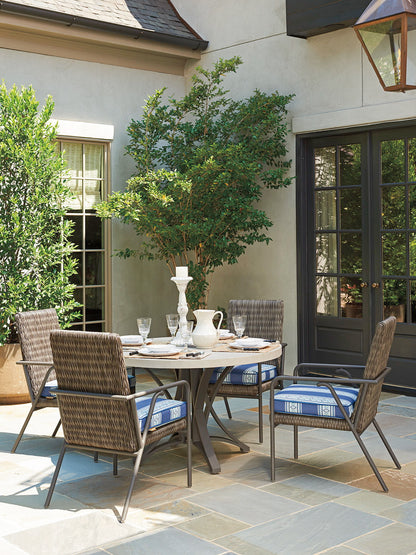 Cypress Point Ocean Terrace - Wicker Dining Table With Weatherstone Top - Dark Gray / Beige
