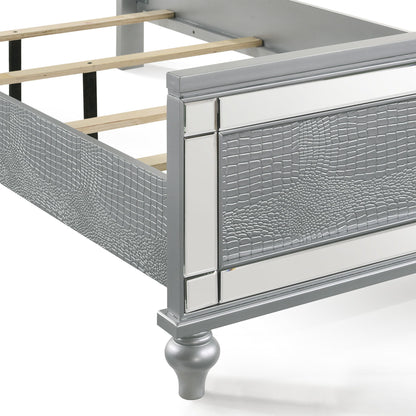 Valentino - 3/3 Twin Headboard - Silver