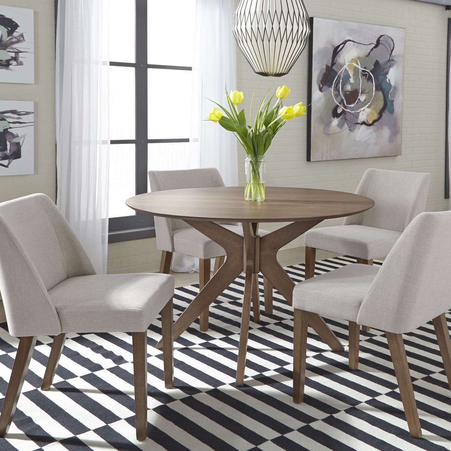 Space Savers - Round Pedestal Table - Walnut