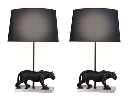 "Panther Noir" Resin Table Lamp (Set of 2) - Black Resin/Pn On Metal