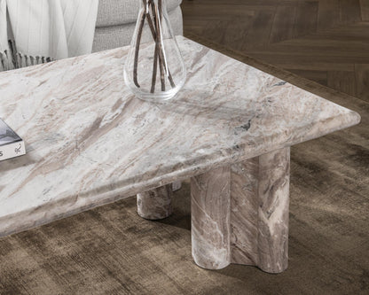 Bowman - Marble Rectangular Coffee Table - Rusty Gray