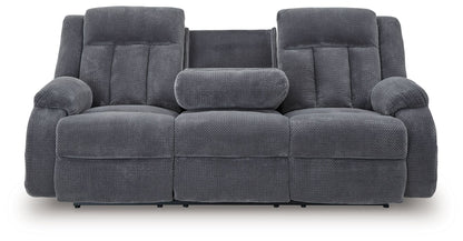 Observation - Reclining Power Sofa With Drop Down Table - Steel