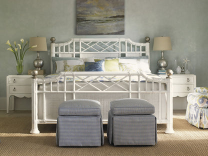 Ivory Key - Half Moon Caye Ottoman - Blue / Orange