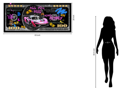 Glitzy Racer Dream - 28" x 63" Framed Wall Art - Black