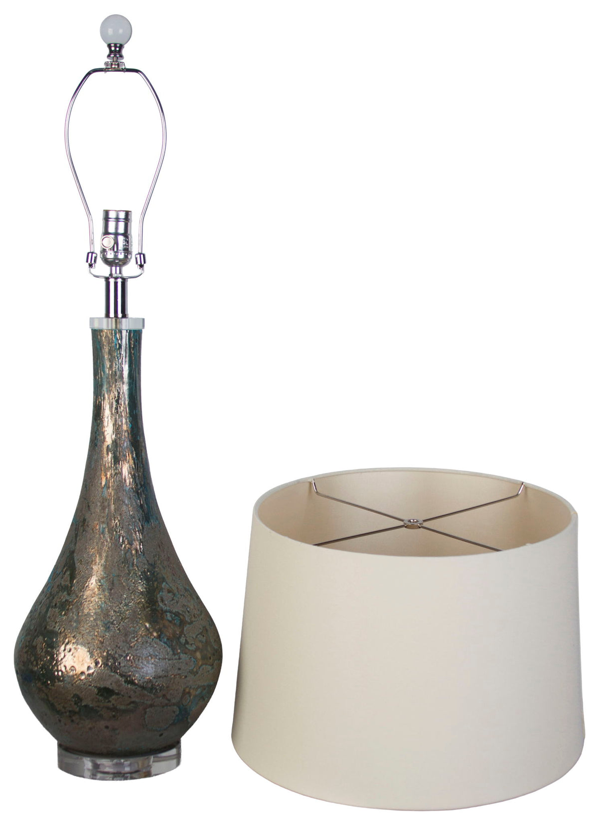 Lagoon Luster - 32 X 16 - Art Glass Table Lamp (Set of 2) - Mottled Teal