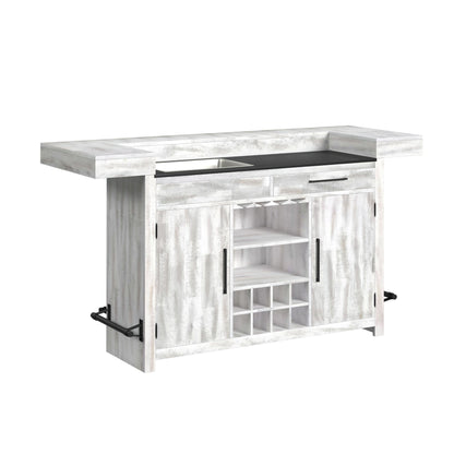 Rogen Rustic - Bar Table Top With USB And Power - Rustic White