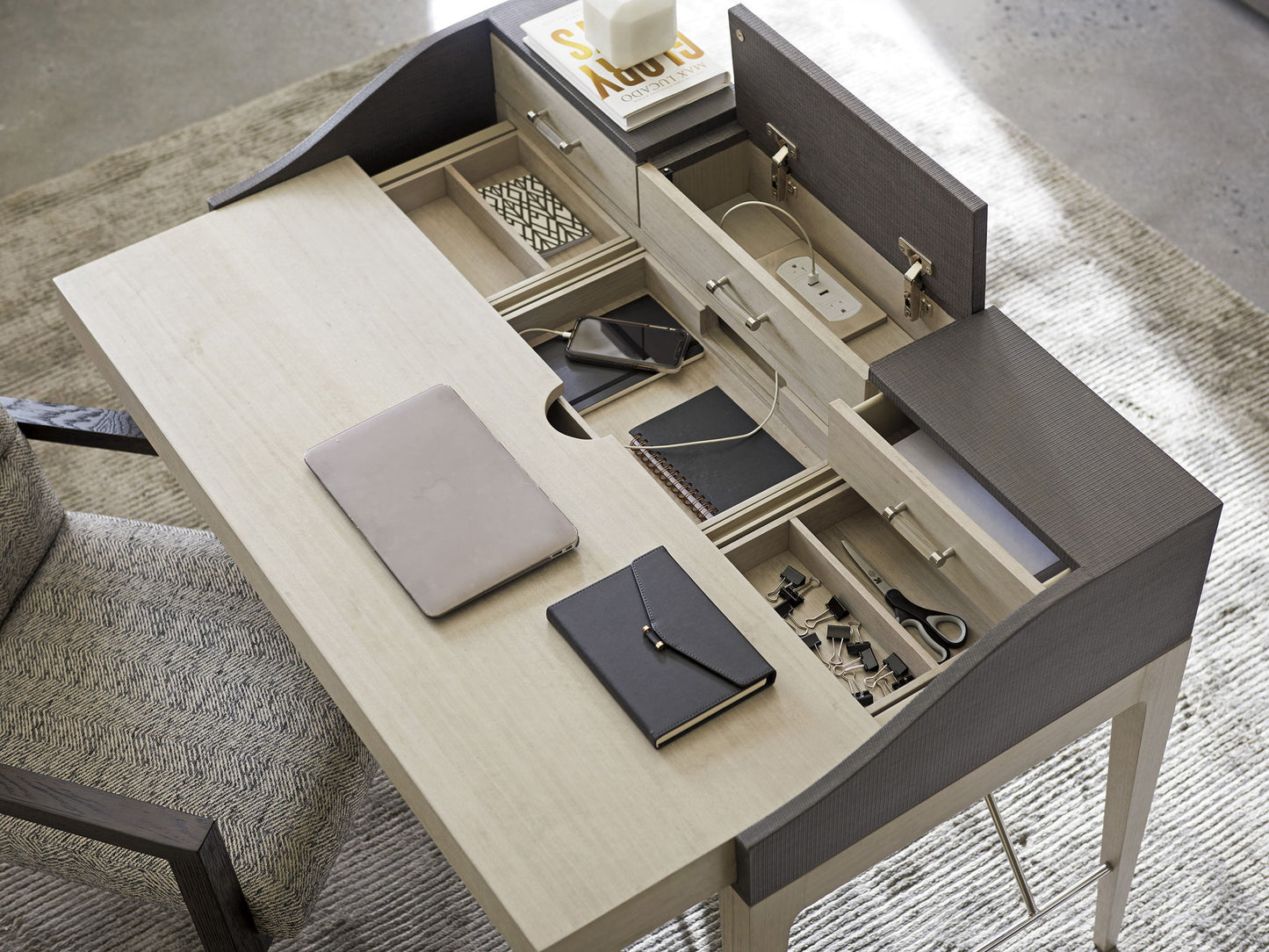 Studio Designs - Anthology Linen Writing Desk - Dark Gray / White