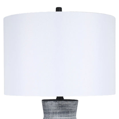 Textured Aura Textured Ceramic Table Lamp (Set of 2) - Textured Black And White Ceramic