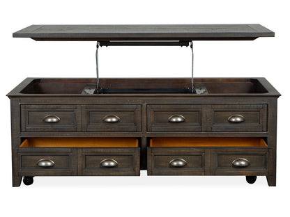 Westley Falls - Lift Top Storage Cocktail Table With Casters - Graphite