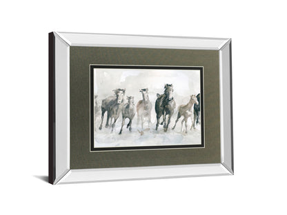Running Wild By Carol Robinson - Mirror Framed Watercolor Print Wall Art - Dark Gray