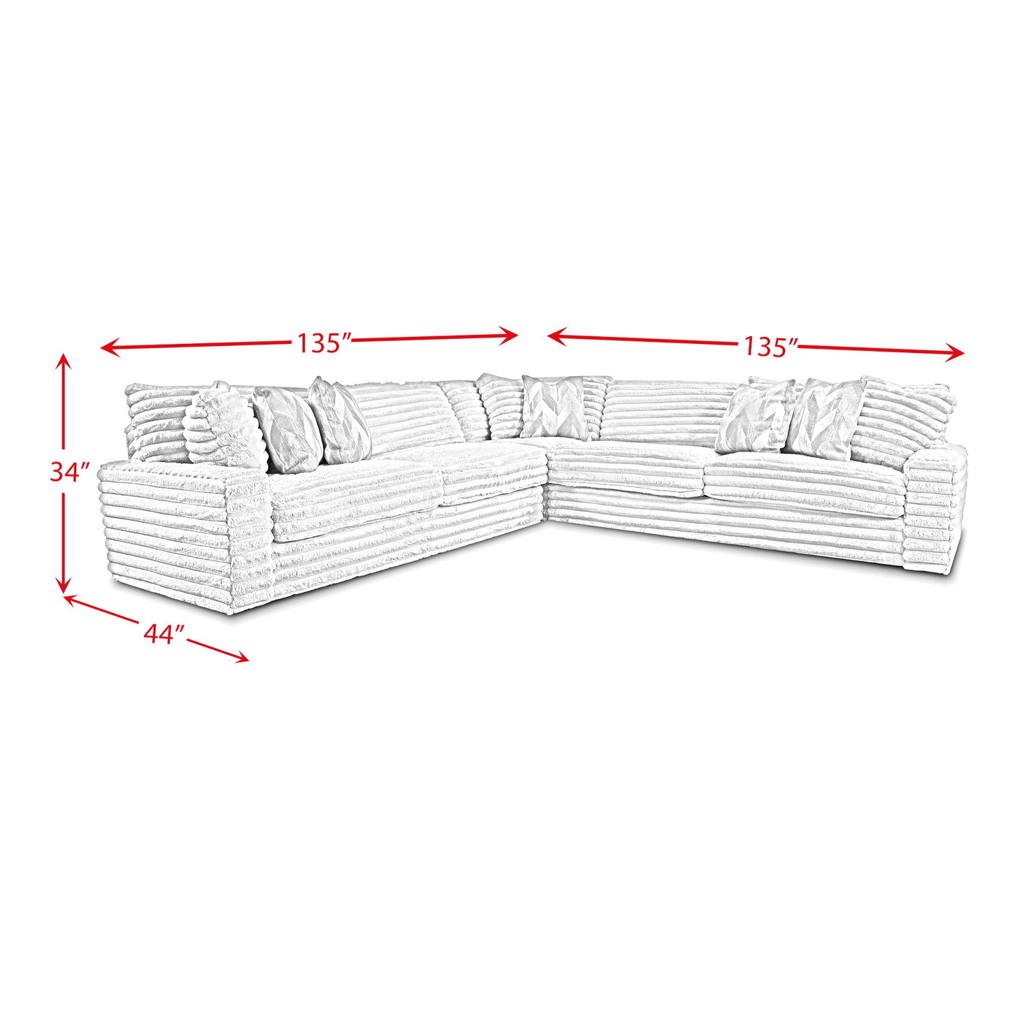 Serene - Sectional RHF Sofa With 3 Pillows - Hush Moonstruck