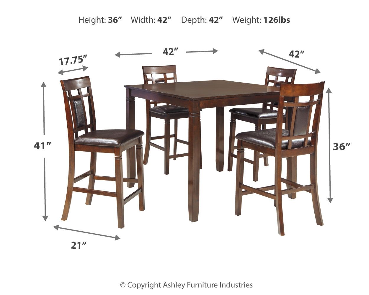 Bennox - DRM Counter Table Set (Set of 5) - Brown