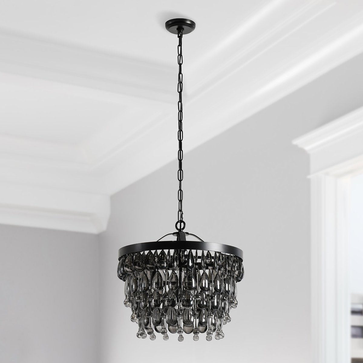 Renata - Glass Round Chandelier - Black