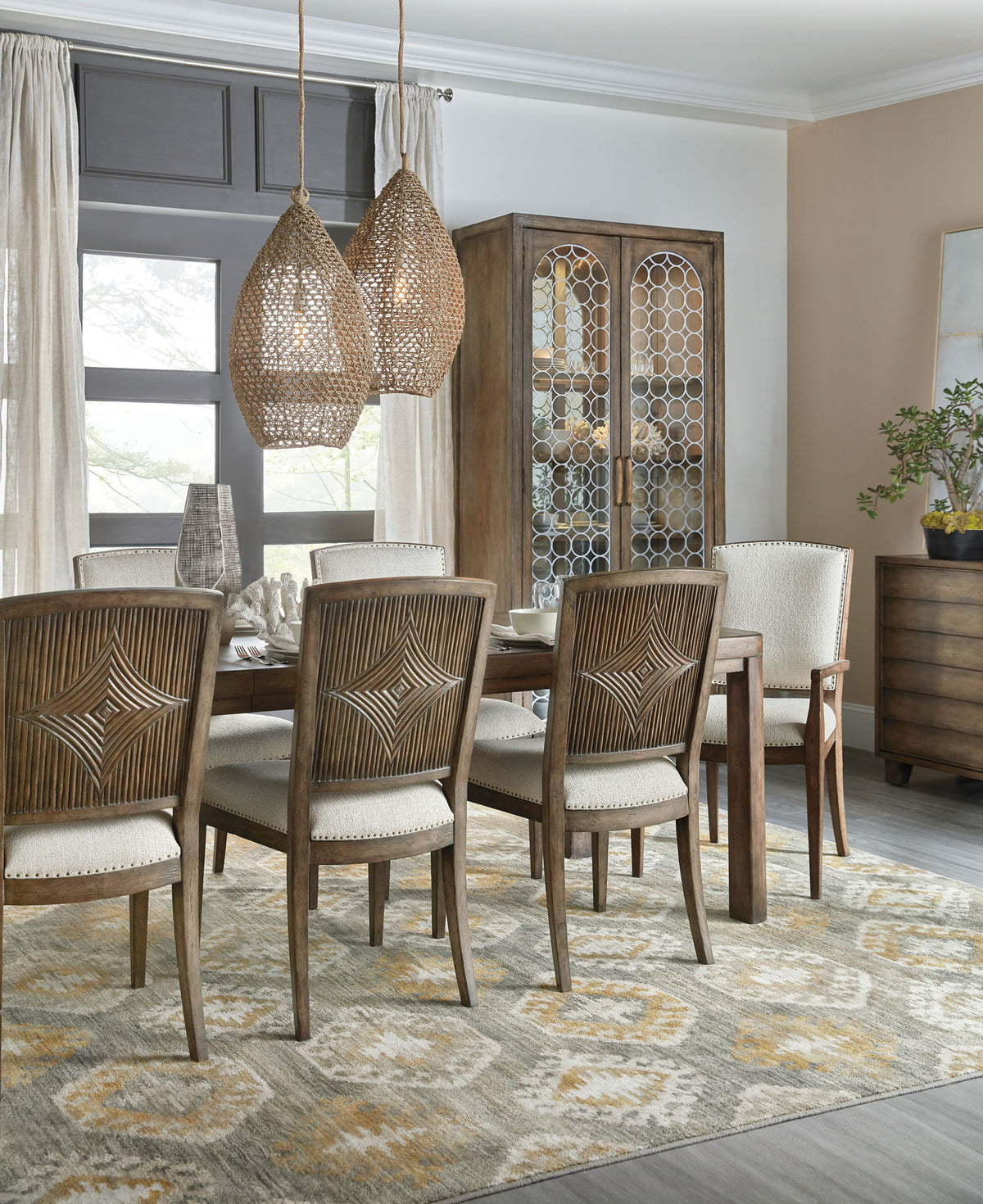 Sundance - Carved Back Side Chair (Set of 2) - Beige / Light Brown