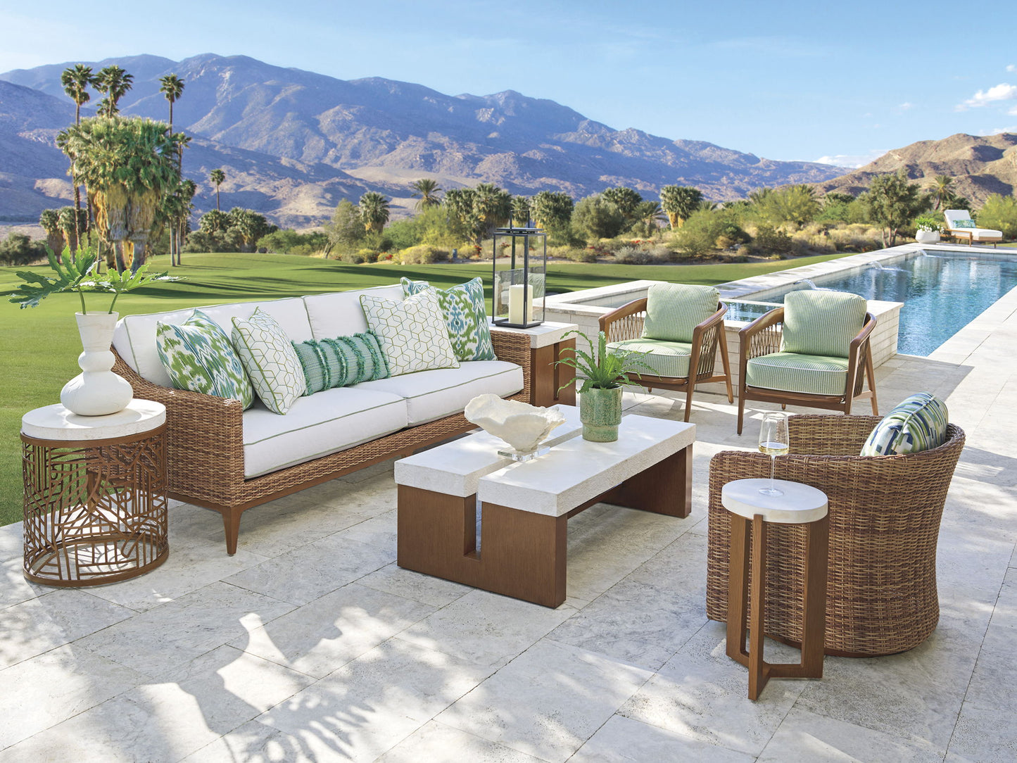 Palm Desert Poolside - Accent Table - Dark Brown / White