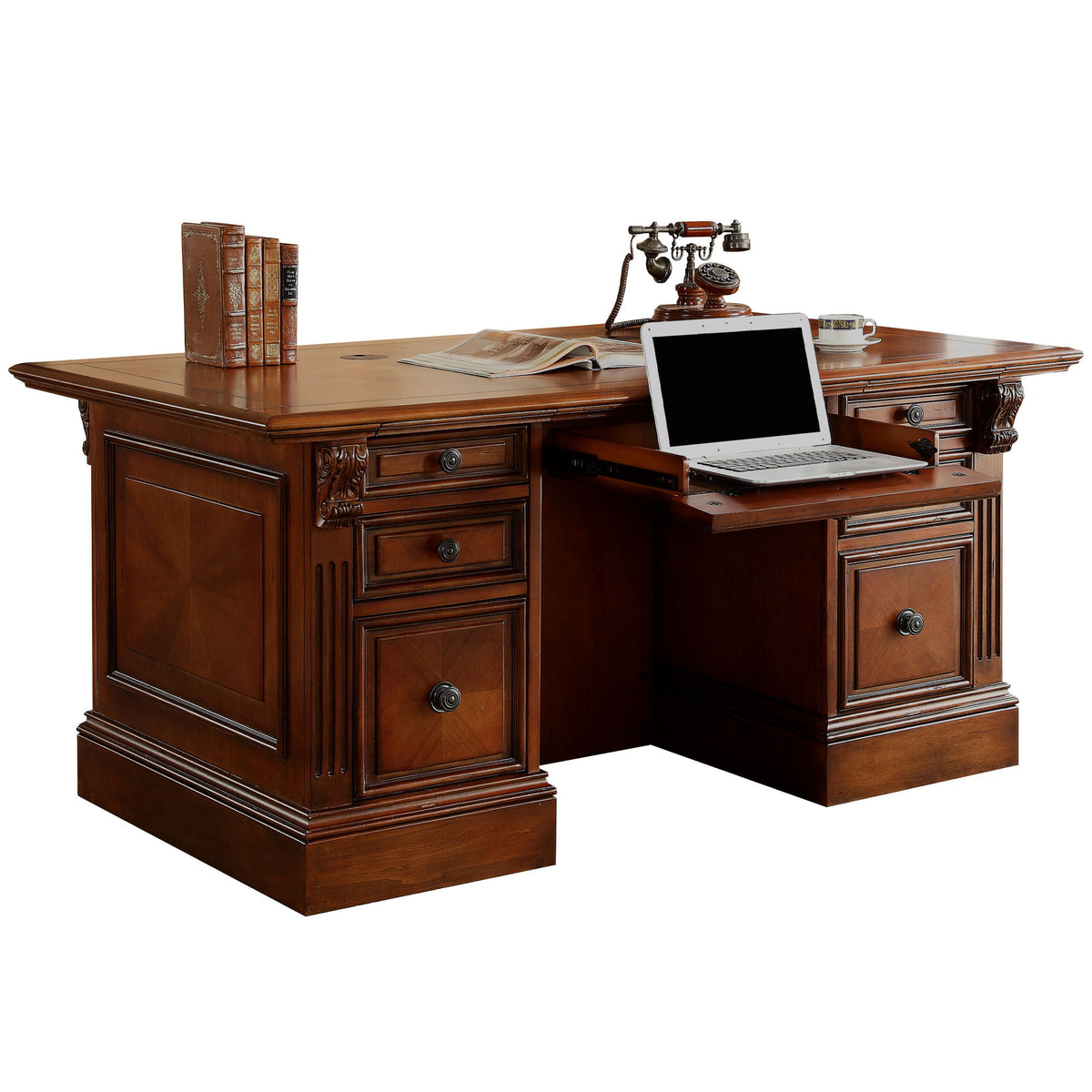 Huntington - Executive Left Desk Pedestal - Antique Vintage Pecan