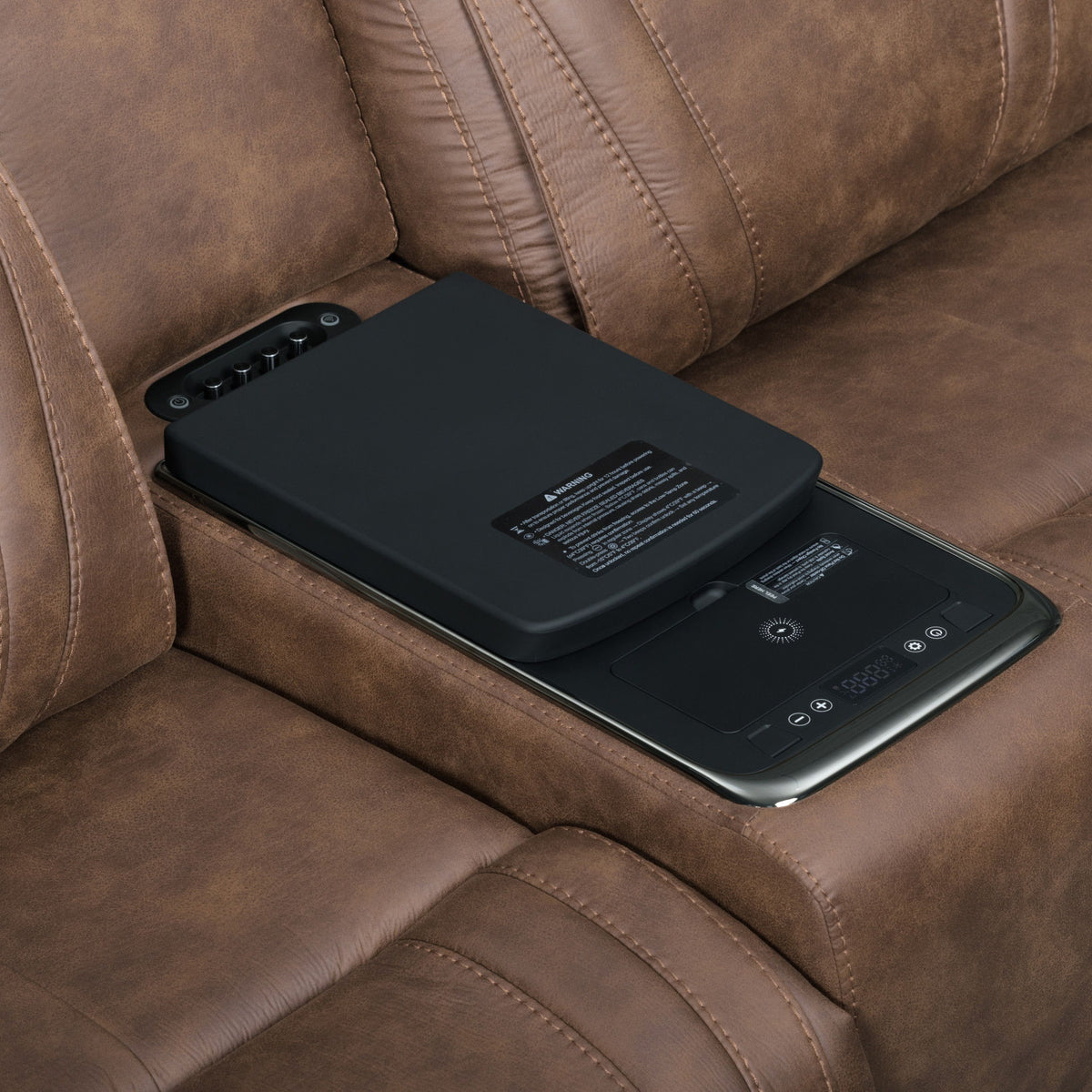 Carrow - Loveseat With Power Headrest, Footrest & Cooler, Massage, Stereo - Brown