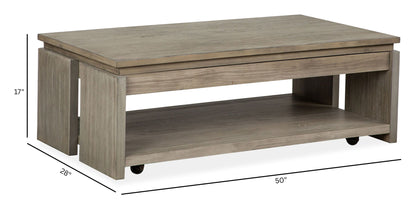 Conrad - Rectangular Lift Top Storage Cocktail Table With Casters - Stone Harbor Gray