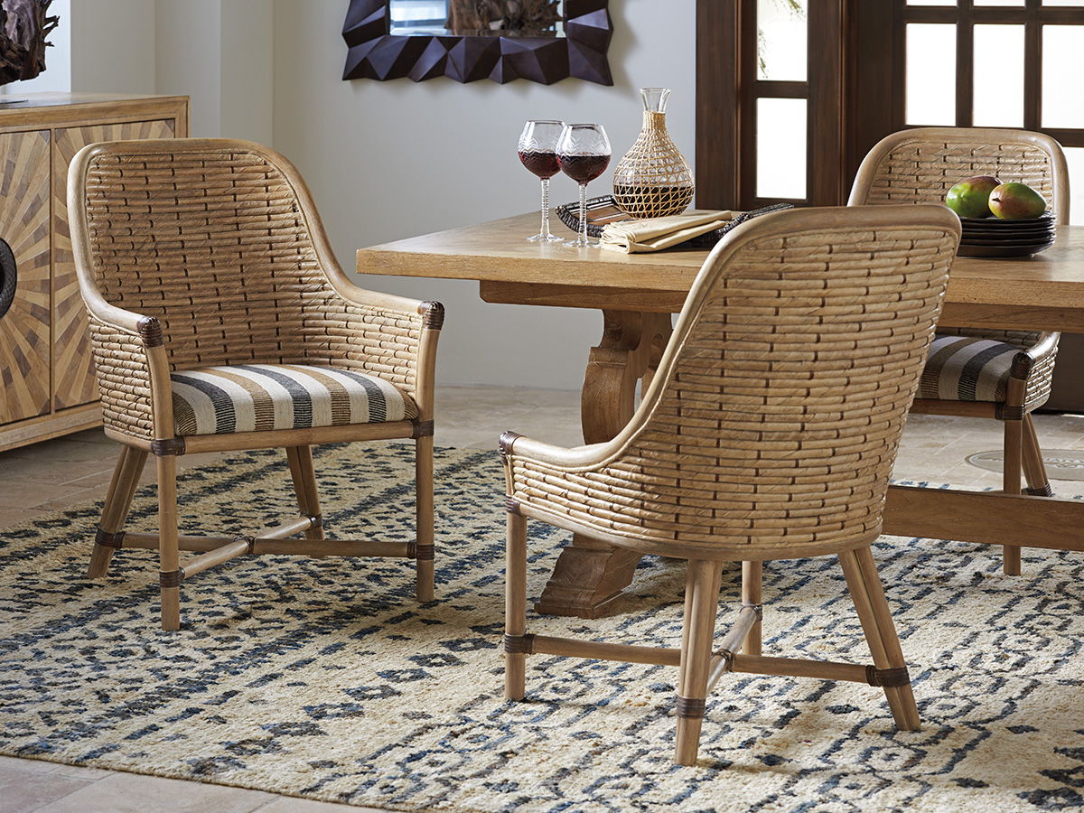 Los Altos - Keeling Woven Side Chair With Green Seat- Light Brown