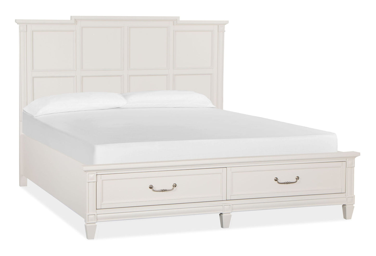 Willowbrook - California King Panel Rails For Storage Footboard - Egg Shell White With Slight Rub Through