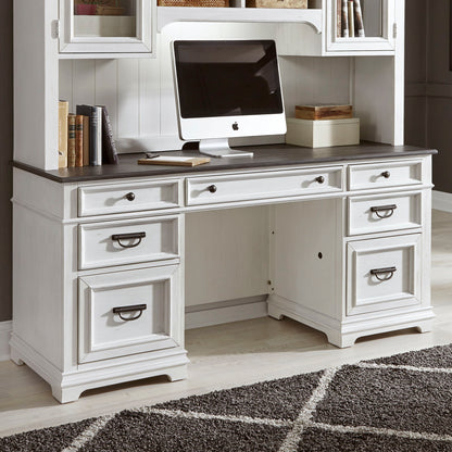 Allyson Park - Jr Executive Credenza Top - Wirebrushed White / Charcoal