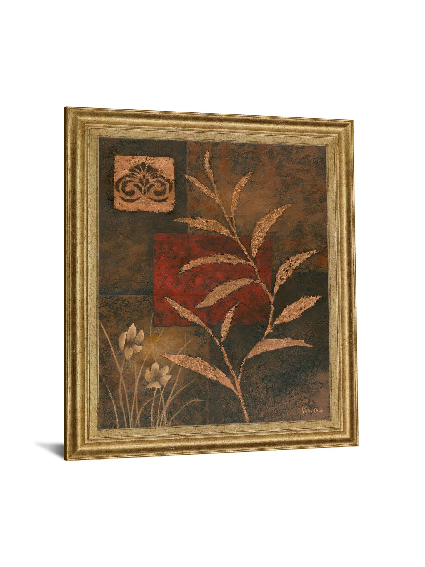 Bronzed Botanical - 28" x 34" Framed Wall Art - Orange