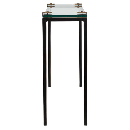 Averona - Glass Top Accent Table - Bronze