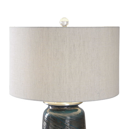 Olesya - Swirl Glass Table Lamp - Blue