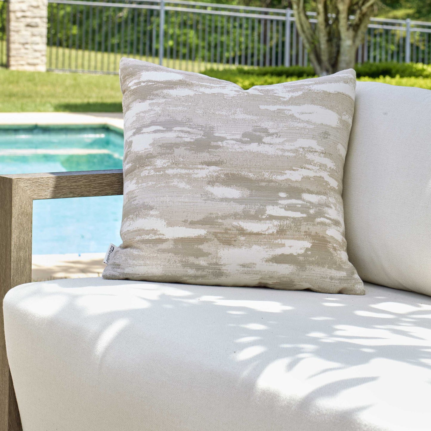 Abstract Waves - Outdoor Pillow - Brown