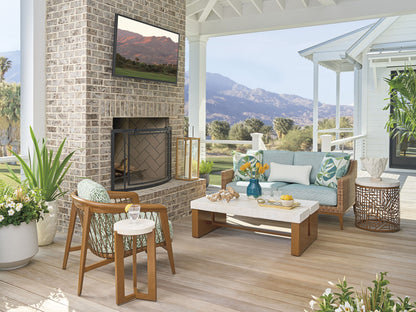 Palm Desert Poolside - Loveseat - Dark Brown / Light Blue