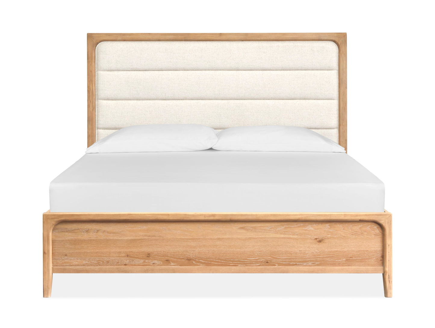 Somerset - Queen Panel Bed Upholstered Headboard - Butternut And Omari Natural