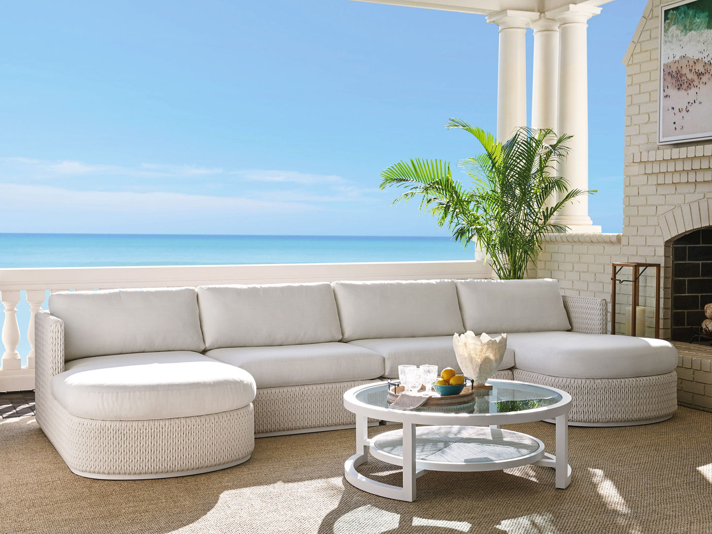 Ocean Breeze Promenade - Round Cocktail Table - White