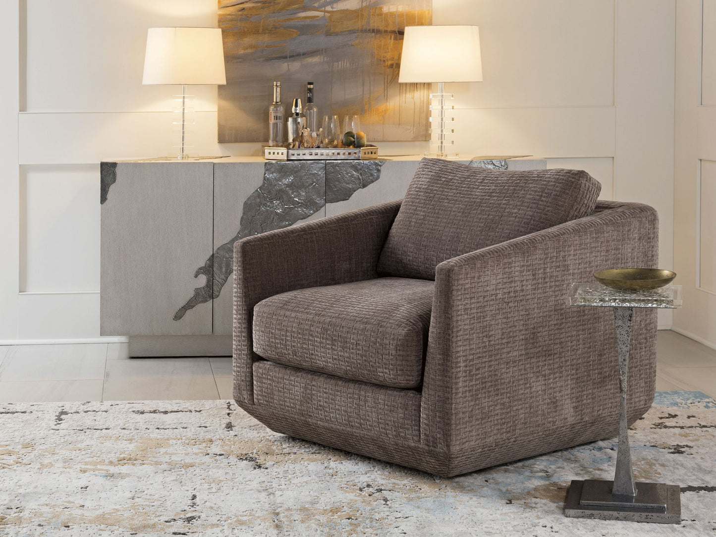 Artistica Upholstery - Veronica Swivel Chair - Dark Brown