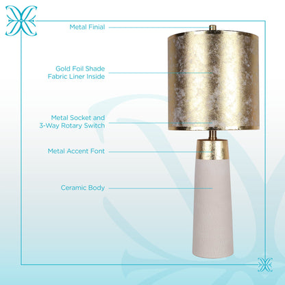 "Luxe Radiance" Ceramic Table Lamp (Set of 2) - Off White / Gold