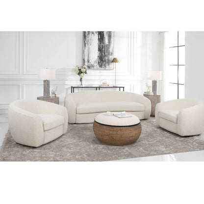 Capra - Art Deco White Swivel Chair