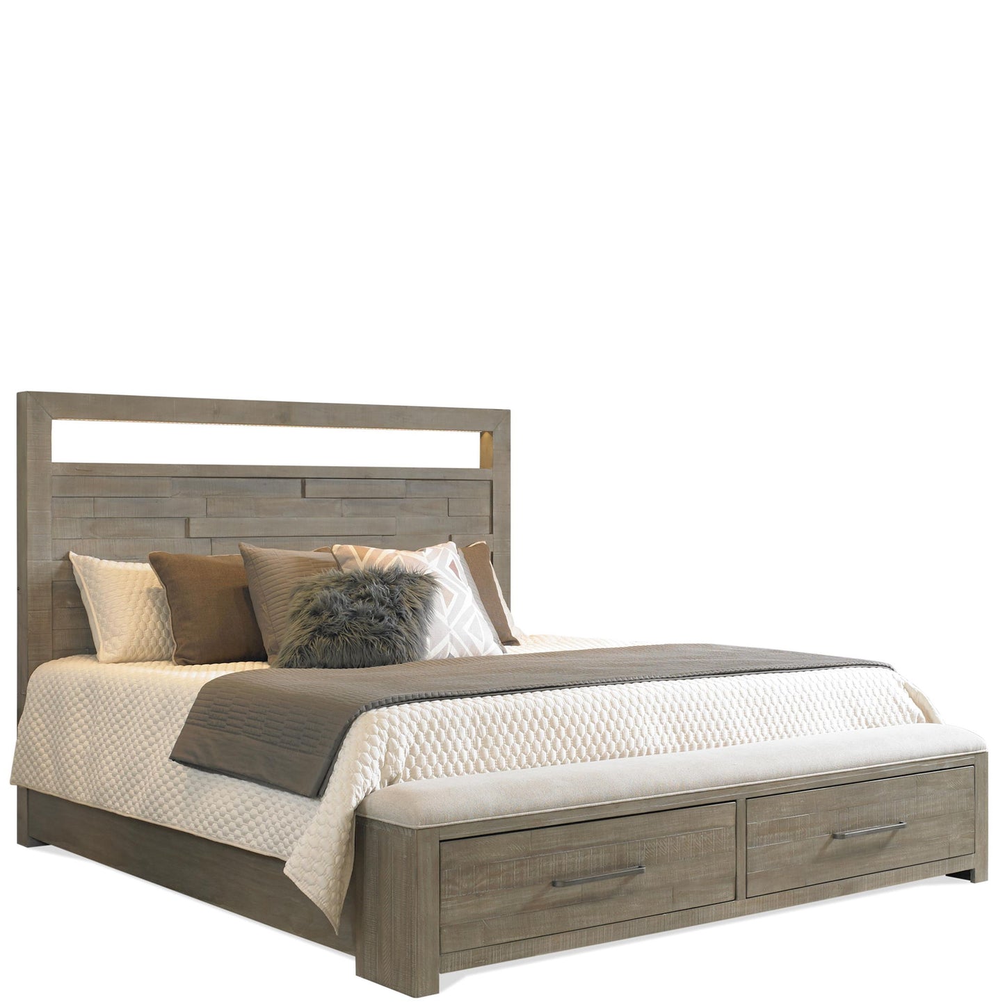 Intrigue - King Upholstered Bench Storage Footboard - Hazelwood