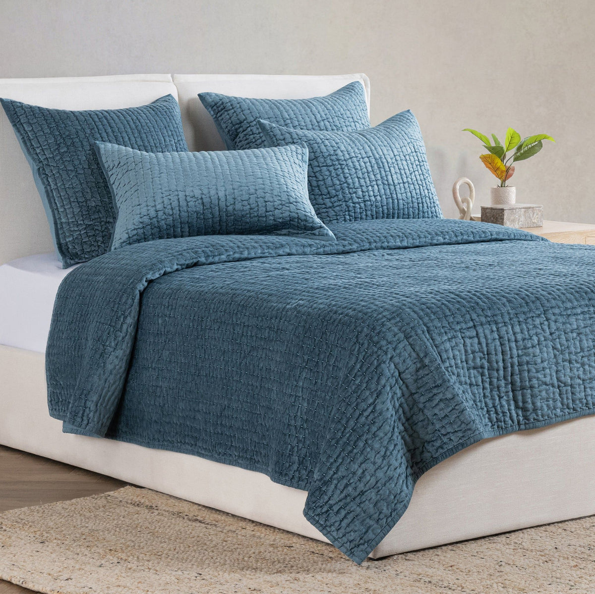 Bari - Velvet Sham - Stone Blue