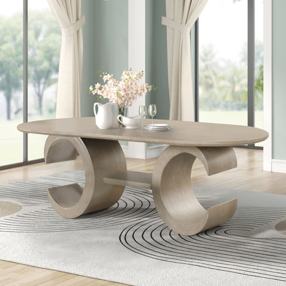 Gwendolyn - Oval Dining Table Base - Cerused Taupe