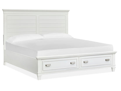 Charleston - Queen Panel Bed Storage Footboard - White Dove